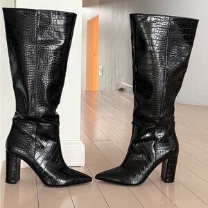 High heel 3.5 inches and 20 inches high crocodile print boots